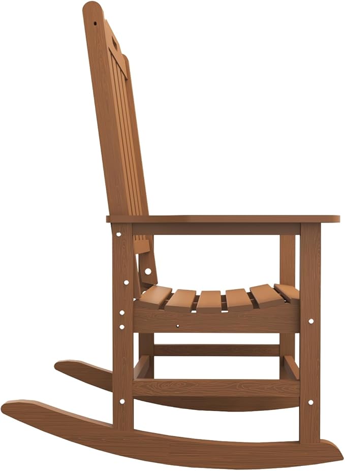Oversized Rocking Chair Set of 8, Outdoor Rocking Chair for Adults, All Weather Resistant Porch Rocker for Lawn Garden, Wood THOEOE