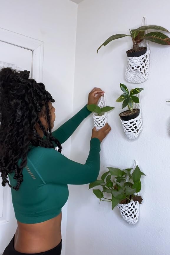 4 Packs Hanging Planters for Indoor Plants, Wall Plant Holder | Plant Hanger Indoor, Wall Planters for Indoor Plants, Hanging Plant (4PK, 2 Large + 2 Small) Shineloha