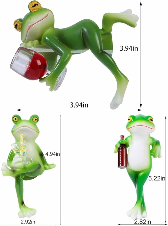 3 PCS Tipsy Frog Statues Pot Hugger Decorations for Plant, Miniature Frog Garden Decor Outdoor Women Gifts Frog Figurines Plant Hangers Decor for Flower,Yard,Lawn Ornament Suqorinp