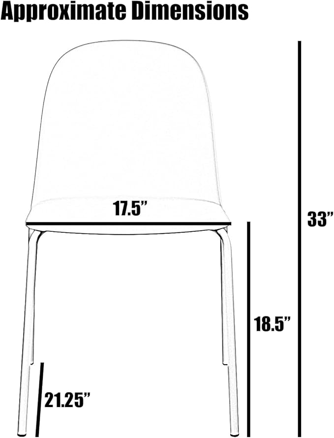 2xhome Set of 2 Modern Stackable Armless Dining Chairs | Plastic Shell Seat with Metal Legs | Indoor or Outdoor Use | Home Kitchen Patio, Beige 2xhome