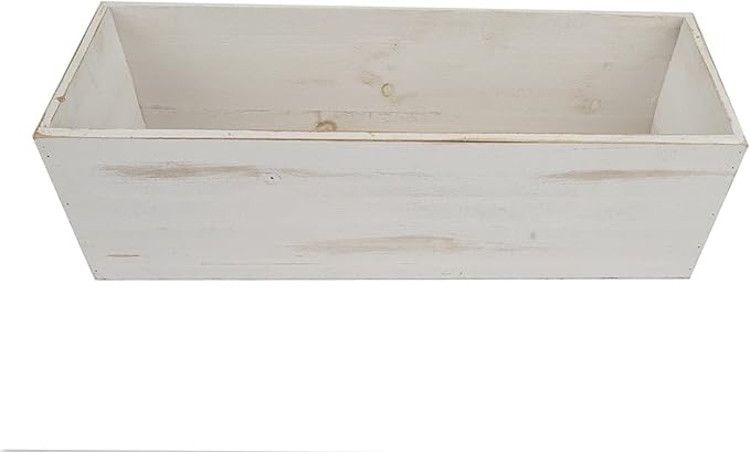 Efavormart 18"x6" Whitewash Wood Planter Box with Plastic Liner, DIY Rustic Rectangle Wooden Box for Succulents, Wedding Table Centerpieces and Farmhouse Party Decor efavormart