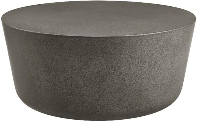 Modway Brion 34 Inch Round Concrete Coffee Table – Indoor/Outdoor Tapered Cylinder Coffee Table – Low Center Table for Living Room or Patio in Gray Modway