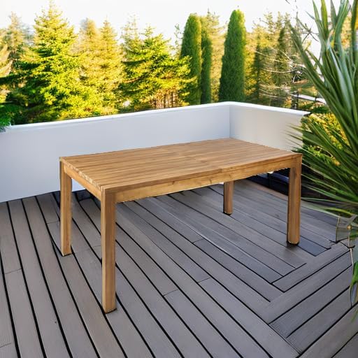 Christopher Knight Home Wilson Outdoor Expandable Acacia Wood Dining Table , Teak Finish GDFStudio