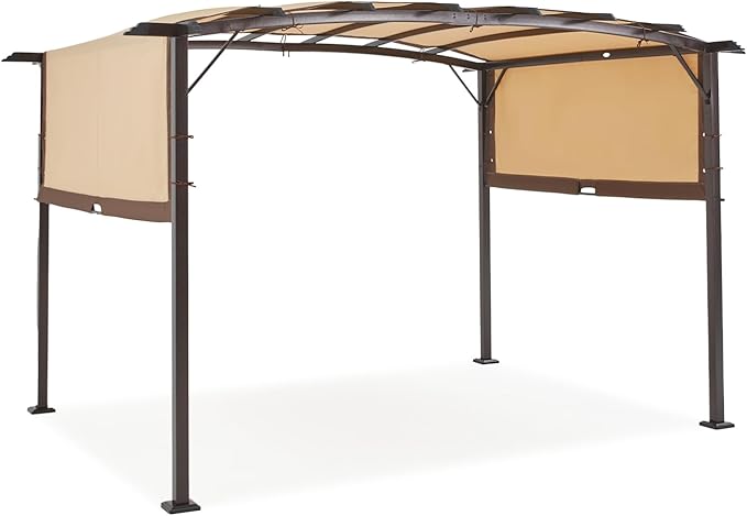 AECOJOY Pergola 9' x 12' Outdoor Pergolas, Pergolas and Gazebo Clearance, Retractable Metal Pergola with Sun Shade Canopy for Patio, Backyard, Garden AECOJOY
