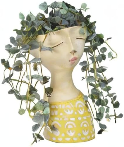 DiliComing Face Planter-Pots for Indoor Plants - 11 Inch Tall Planters for Flowers Head Planter with Drainage for Patio Yard Garden Succulent Pots Garden Decor 6 x 6 x 11 Inch DiliComing