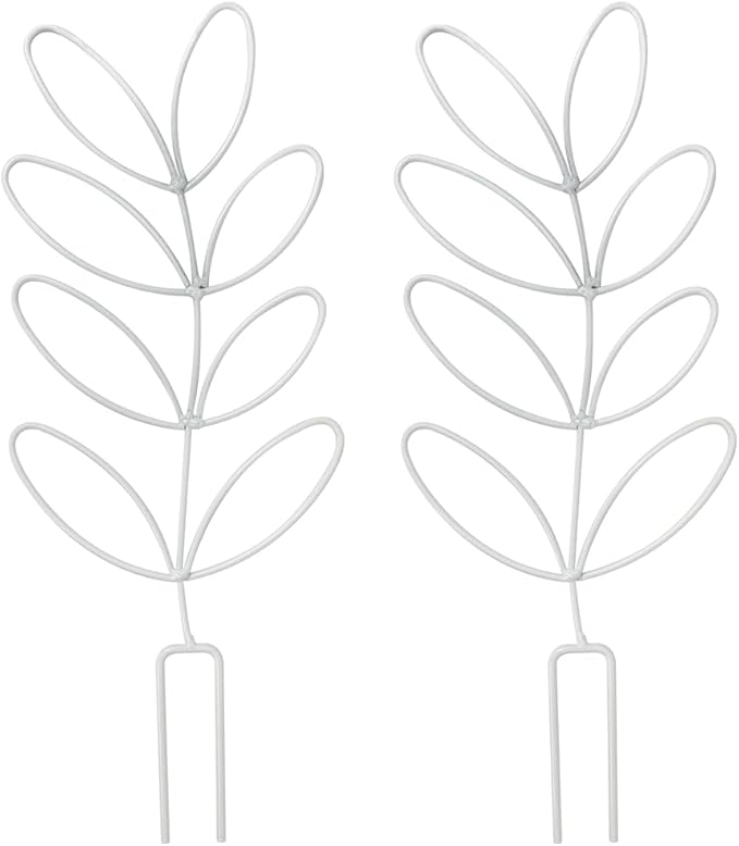 2Pack Indoor Plant Trellis Metal Wire Garden Trellis ，Small Climbing Leaf Shape Trellis for Garden Potted Plant Houseplant (Whiter) kvzvk