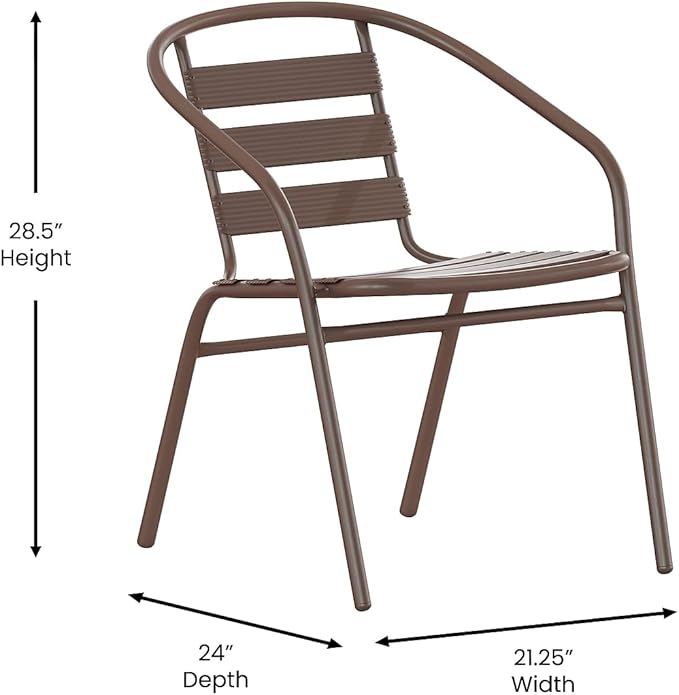 Flash Furniture Lila Metal Restaurant Stack Chairs with Metal Slats, Set of 4, Bronze FlashFurniture