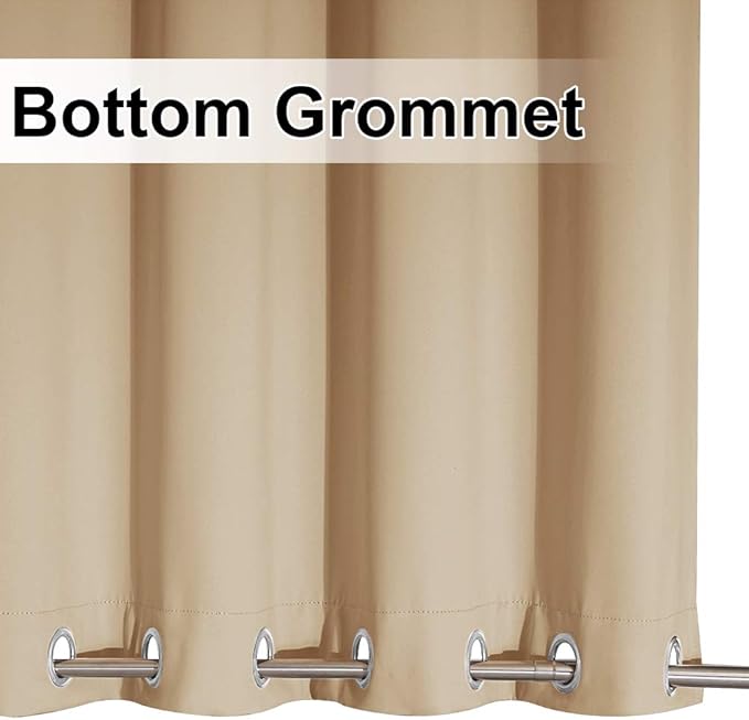 NICETOWN Outdoor Curtain for Patio Waterproof, Sunlight Block Rustproof Grommet Top and Bottom Windbreak, Thick Enough Protect You from Sun/Rain for Deck, Biscotti Beige, W84 x L108, 1 Piece NICETOWN