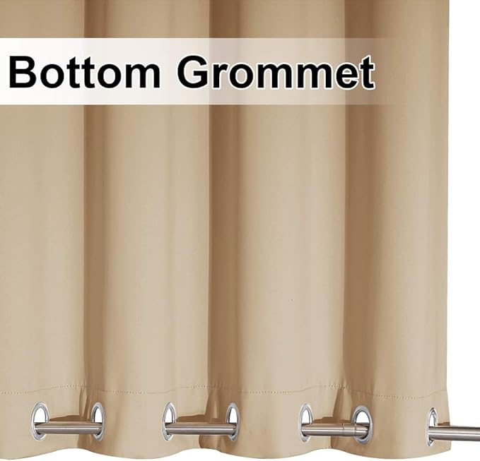 NICETOWN Outdoor Curtain for Patio Waterproof, Sunlight Block Rustproof Grommet Top and Bottom Windbreak, Thick Enough to Keep Sun/Rain Out for Deck, Biscotti Beige, W52 x L120, 1 Piece NICETOWN
