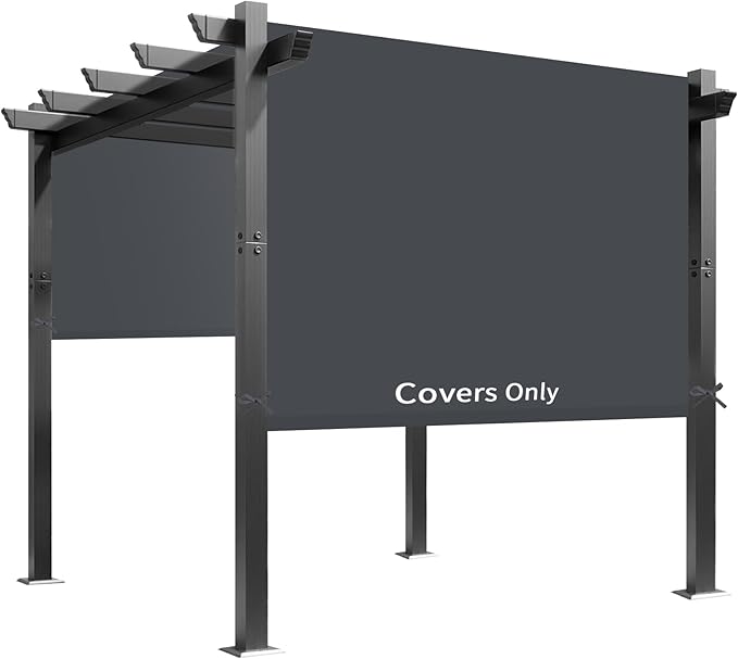 Universal Waterproof Pergola Canopy Shade Cover Replacement - 17'x6.8' Outdoor Sun Shades Canopy Top for Patio Gazebo Deck Balcony Porch, Cover Only (Dark Gray) AMADECOHOME