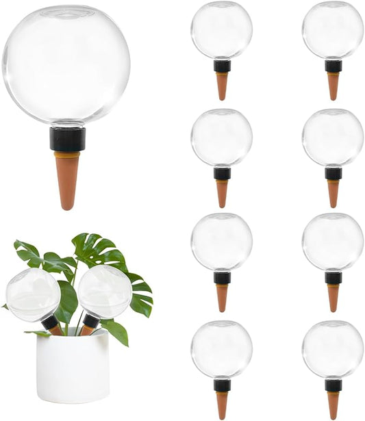 9 Pack Self Watering Globes for Indoor Plant Plastic Water Bulbs 17.5 oz Automatic Watering Planter Insert Top Fill with Slow Release Control Plants Watering Devices System, Water Spikes Stakes GEWOSI