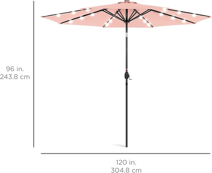 Best Choice Products 10ft Solar Polyester LED Lighted Patio Umbrella w/Tilt Adjustment and UV-Resistant Fabric BestChoiceProducts