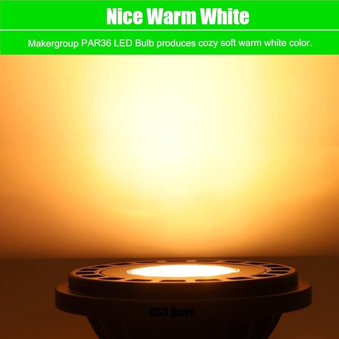 PAR36 LED Landscape Light Bulb 7W, 12V Low Voltage Lighting, Waterproof Spotlight for Outdoor Yard Tree Light, In-Ground Well Light, Warm White 2700K-3000K Makergroup