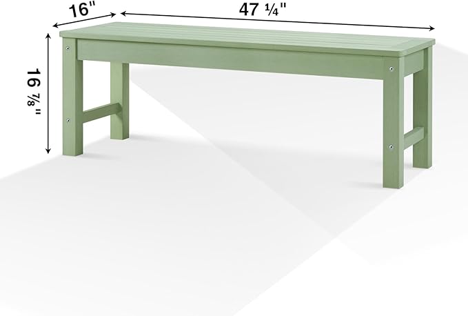 Psilvam Outdoor Bench, Two Person Poly Lumber Porch Bench, Weatherproof Garden Bench That Never Rot and Fade, All-Weather Patio Bench Suit for Garden, Porch, and Park (Green) PsilvamGardenFurniture