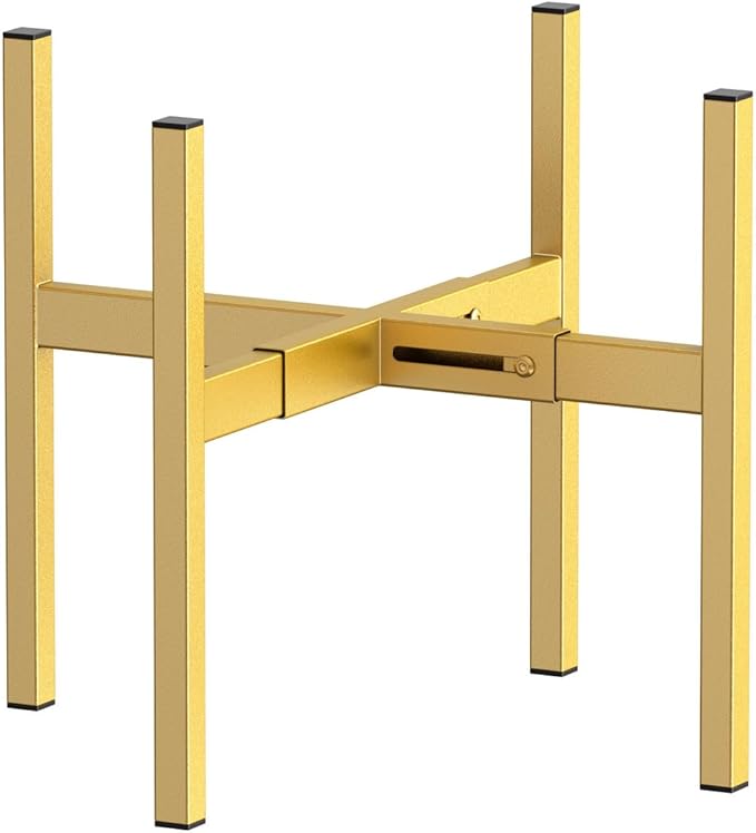 Metal Plant Stand, Adjustable Size Fits 10 12 13 14 15 16 Inches Large Planter Pot,Mid Century Expandable Plant Holder Indoor Outdoor Corner (HeavyGold, Fits all pots between 8" and 16") Rootora