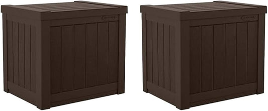 Suncast 17 x 22 Inch Resin 22-Gallon Patio Storage Deck Box, Java Brown (2 Pack) Suncast