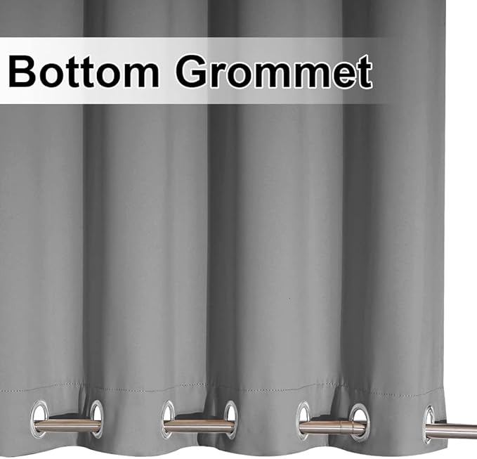 NICETOWN 2 Panels Sliver Grey Blackout Outdoor Curtains for Patio Waterproof 84" Long, Top and Bottom Rustproof Grommet Heavy Weight Windproof Drapes, Keep Privacy for Porch, W52 x L84 NICETOWN