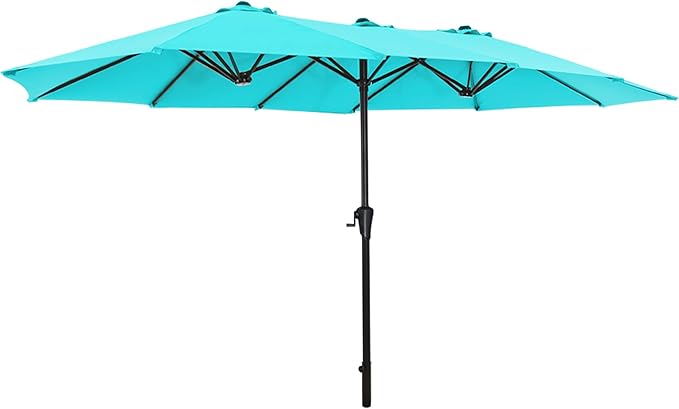 SUPERJARE 13FT Outdoor Umbrella for Patio, Double sided Pool Umbrellas with Fade Resistant Canopy, Large Table Umbrella for Deck, Market, Backyard - Light Blue SUPERJARE