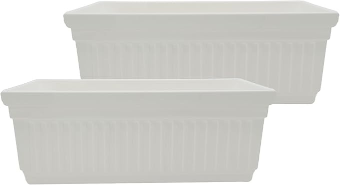 The HC Companies 18 Inch Venetian Window Planter Box with Drainage Plug, Lightweight UV-Resistant Plastic Indoor & Outdoor Planters, 2-Pack Flower Box for Garden & Home Decor, White TheHCCompanies