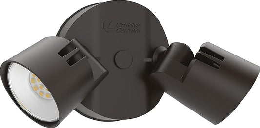 Lithonia Lighting HomeGuard 2-Light LED Outdoor Flood Lights, Wall or Ceiling Mount Outdoor Lights, 4000K Cool White, Round Heads, Dark Bronze (HGX LED 2RH 40K 120 DDB M2) AcuityBrands