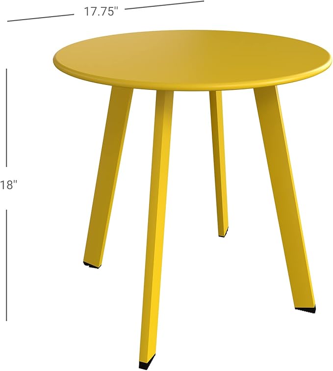 Grand patio Round Patio Coffee Table 2PC Weather Resistant Nesting Tables Including One Large Side Table and One Small End Table, Yellow GrandPatio