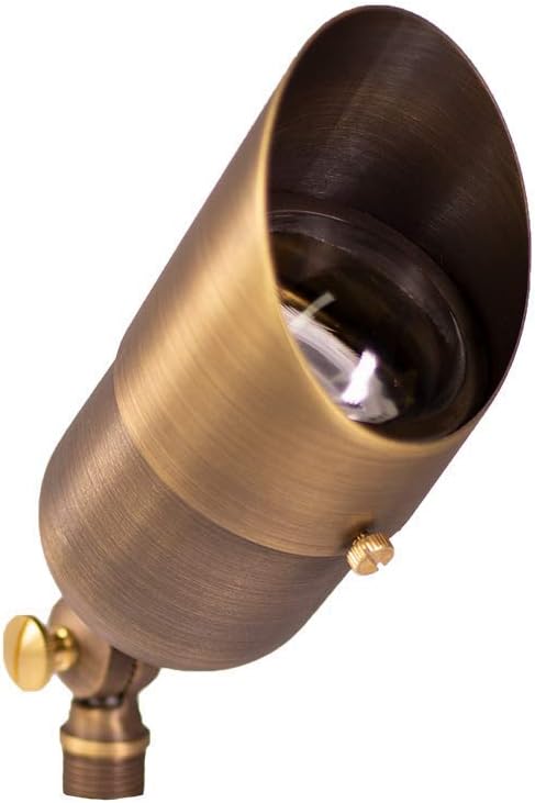 12V LogiSpot Brass Outdoor Spotlight (Bronze) for Low Voltage Landscape Lighting of Yard, Lawn, Garden, Patio, Trees & House LumenLogic