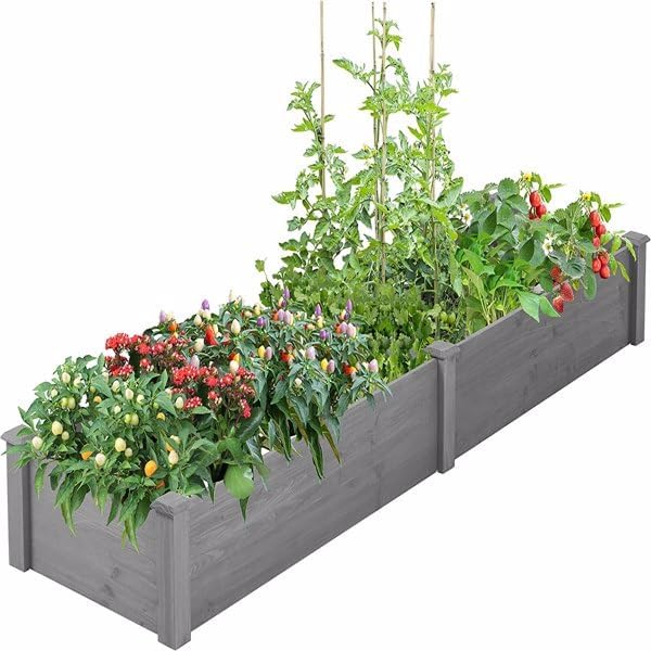Over Ground 96x28x10 inch Raised Garden Bed, Large Wood Planter Box for Outdoor Herbs Vegetables Flowers, Tool-Free Quick Assembly Patio Yard Gardening Container, Durable Natural Cedar Frame Rootora
