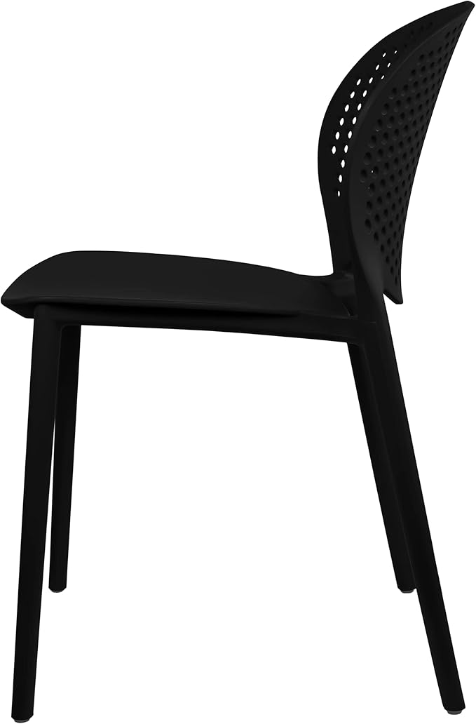 2xhome Patio Dining Chair | Modern Stackable Outdoor Pool Side Chair | Weather Resistant Plastic for Yard, Porch, Balcony, Kitchen, Black, Single, Set of 1 2xhome