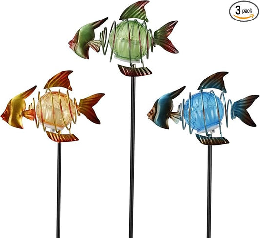 Outdoor Garden Solar Lights,Fish Outdoor Figurine Lights with Stakes,Waterproof Decorative Solar Decor for Patio,Yard,Lawn,Garden Stakes Decorative Present for Mom SATHGA