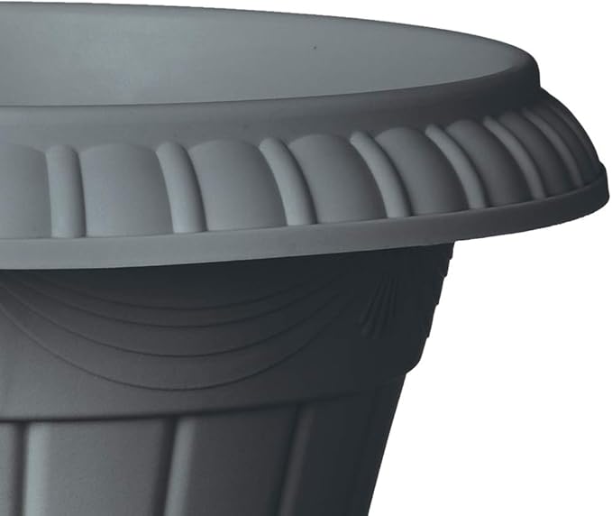 Arcadia Garden Products PL20GY Classic Traditional Plastic Urn Planter Indoor/Outdoor, 10" x 12", Gray Rootora