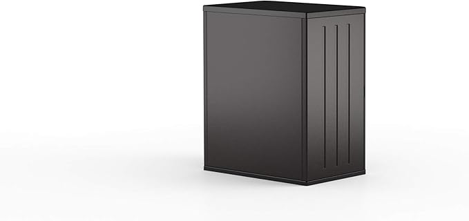 Suncast Heavy-Duty Resin Outdoor Storage Cabinet, 30" W x 20.25" D x 36" H Dark Grey Base Garage Storage Cabinet with Lockable Doors and Metal Reinforced Shelves, Made in The USA SuncastCommercialProducts