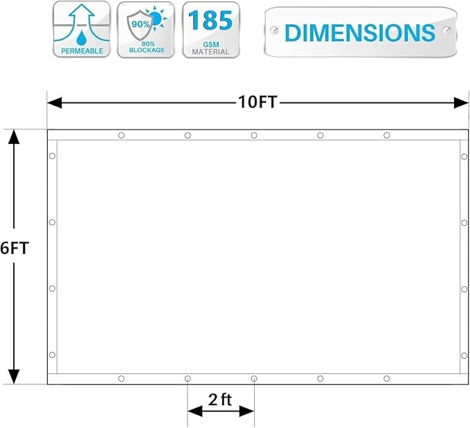 90% Shade Cloth Sun Shade Fabric Privacy Screen Shade Cover for Patio Garden Pergola Shade Cover Canopy with Gromments eMERIT