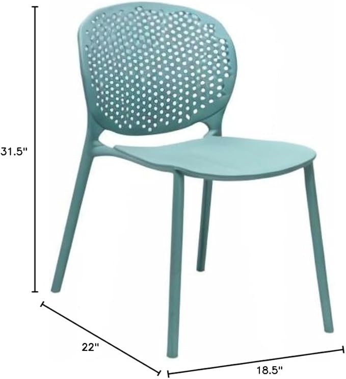2xhome Set of 4 Patio Dining Chairs | Modern Stackable Outdoor Pool Side Chair | Weather Resistant Plastic for Yard, Porch, Balcony, Kitchen, Teal 2xhome