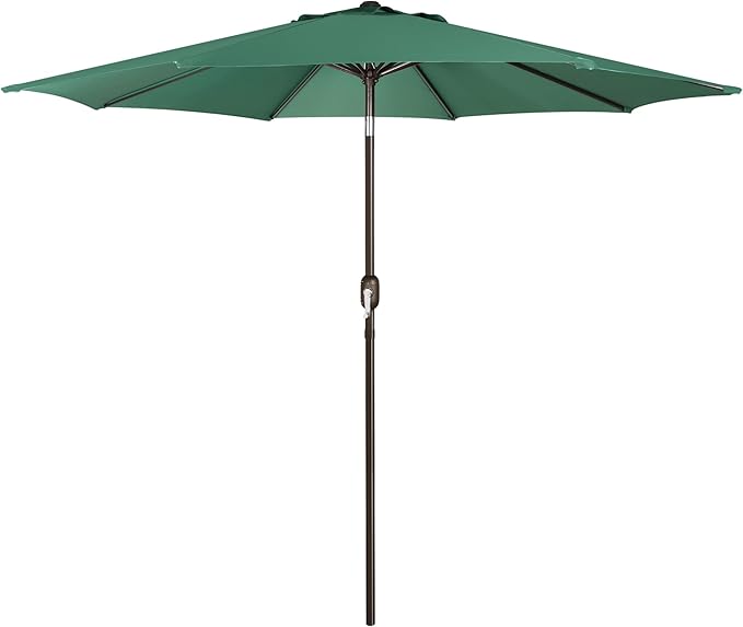 Blissun 9' Outdoor Patio Umbrella, Outdoor Table Umbrella, Yard Umbrella, Market Umbrella with 8 Sturdy Ribs, Push Button Tilt and Crank Blissun