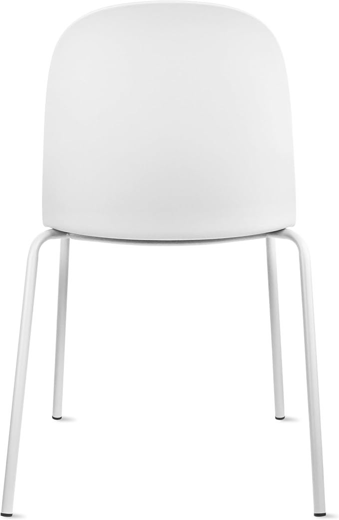 2xhome Modern Stackable Armless Dining Chair | Plastic Shell Seat with Metal Legs | Indoor or Outdoor Use | Home Kitchen Patio (1, White, No Padding) 2xhome