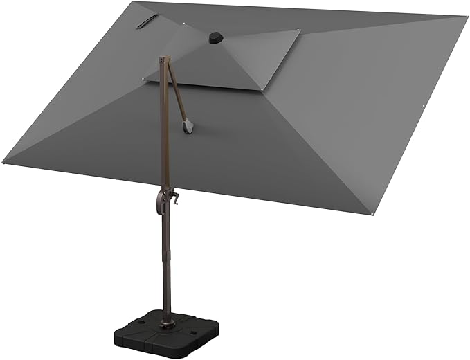 9' X 12' Cantilever Outdoor Patio Umbrellas Double Top Large Rectangle Umbrella Heavy Duty 360°Rotation Offset Umbrella for Garden Deck Pool Patio,Grey ORYNTREX