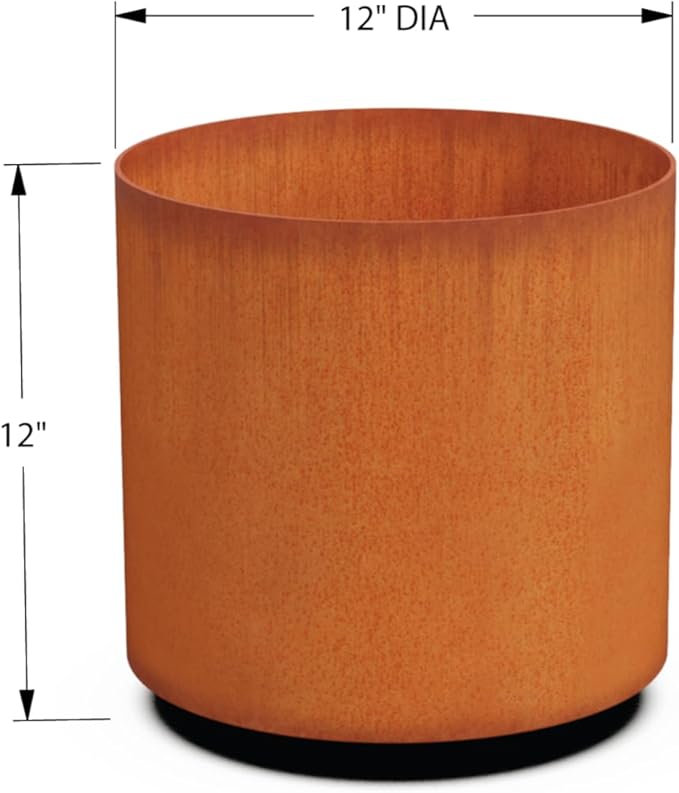 PLANTERCRAFT Corten Steel Metal Planter Box, Round Sizes, Modern Garden Steel planters for Commercial and Residential Outdoor Use. Plantercraft