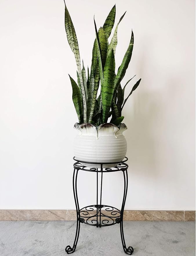11.8 inches Diameter Tall Metal Plant Stand for Indoor or Outdoor,Heavy Duty Flower Pot Stand Rack Holds Big Heavy Plants,Black (18.9 INCHES TALL) TREEZITEK