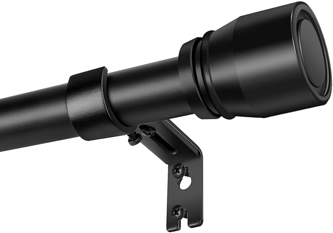 1” Diameter Curtain Rods Itself is 30 to 170 inch 1 Pack Fit 30-168 inch Window with Heavy Duty Adjustable Rod Matte Black Splicing Metal Extra Long Curtain Rod for Windows Rootora