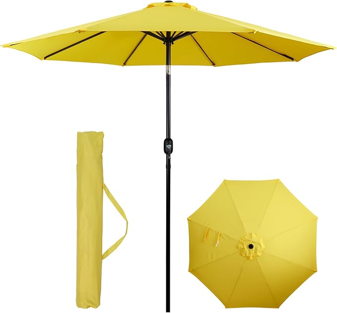 Backyard Expressions 9 ft. Patio Umbrella, Market Table Umbrella w/Tilt and Crank, 8 Ribs BackyardExpressions