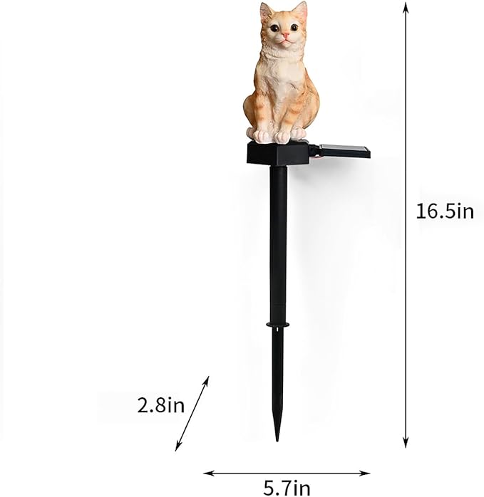 Cat Solar Light Ornaments Garden Decor Outdoor Lawn Decorations Cute Animal Stake Patio Yard Statue Waterproof Tabby Gifts for Lovers Juliahestia