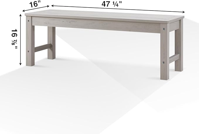 Psilvam 2-Person Outdoor Poly Lumber Patio Backless Bench, Fade-Resistant & Odor-Free Poly Lumber Patio Furniture, Weatherproof, Suitable for Garden, Porch and Park, 700 Lbs Support (2pcs, Grey) PsilvamGardenFurniture
