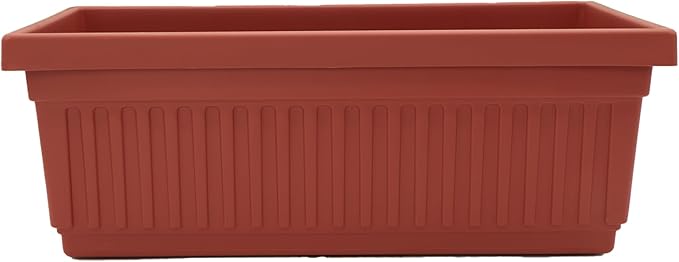 The HC Companies Venetian Window Planter Box w/Drain Plug - Long Planter Box for Windowsills, Balconies & More - Plastic Rectangular Outdoor Planters for Herbs & Flowers (18" Clay, Pack of 1) TheHCCompanies