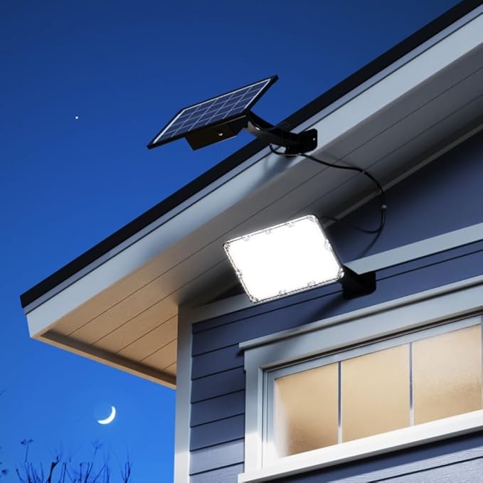 JACKYLED Solar Lights Outdoor 299 LED 1000 Lumens Bright Solar Wall Spotlight with 4000mAh Battery IP65 Waterproof Dusk to Dawn Auto Lighting for Front Door Balcony Shop Barn Garage (Black, 2-Pack) JACKYLED