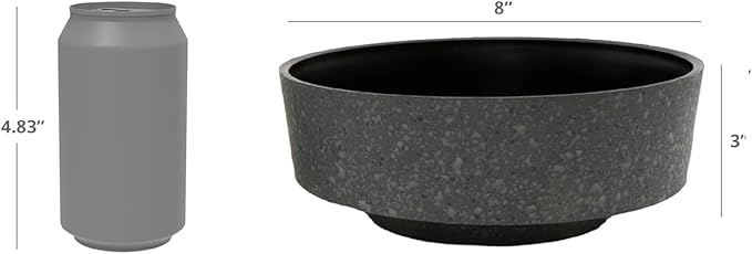 The HC Companies 8 Inch Round Plastic Succulent Capri Bowl Decorative Indoor Flower Succulent Planter Pot with Drain Plug Hole, Faux Concrete Color (2 Pack) TheHCCompanies