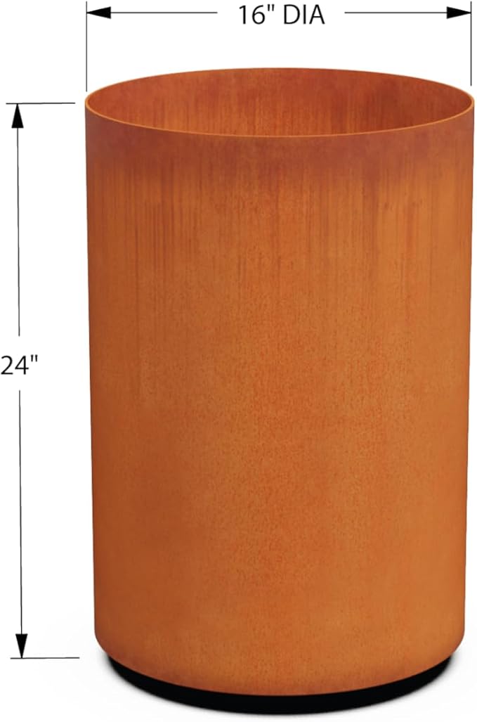 Plantercraft Corten Steel Planters | 24" High Large Round Planters for Outdoor Plants | Modern Extra Large Metal Planter for Porch & Patio Decor Plantercraft