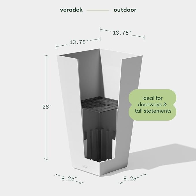 Veradek V-Resin Indoor/Outdoor Taper Planter, 2-Pack (26 inch, White) VeradekOutdoor