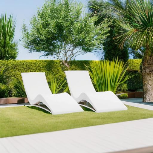 Aqua Outdoors Pool Chaise Lounge Chairs for Ledge & Shelf, Water-Weighted Pool Lounger for Depths Up to 9”, No Screw Plugs & Tools Needed, Classic White Ledge Lounger, Set of 2 AquaOutdoors