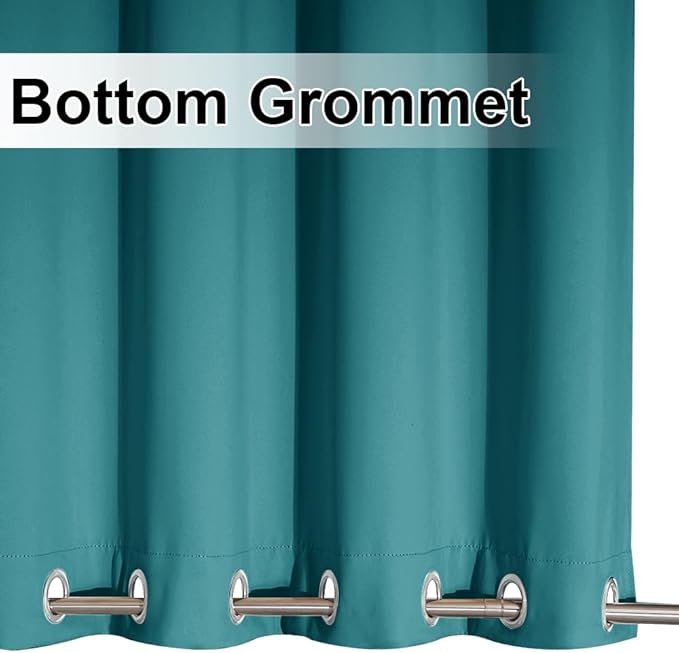 NICETOWN Blackout Top & Bottom Grommet Outdoor Curtains for Patio Waterproof Set of 2, Wind-Break Thermal Outdoor Drapes Cold & Heat Block Keep Privacy for Pergola, Peacock Teal, W52 x L84 NICETOWN
