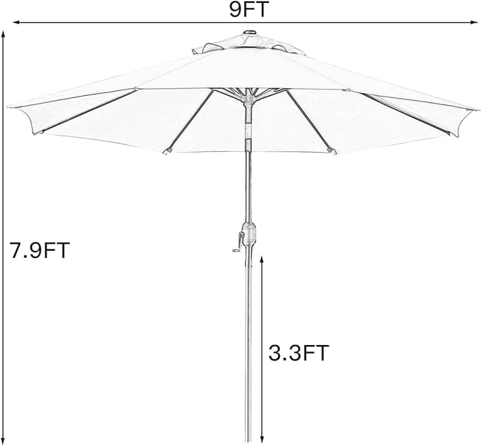 Sunnyglade 9' Patio Umbrella Outdoor Table Umbrella with 8 Sturdy Ribs（Purple） Sunnyglade
